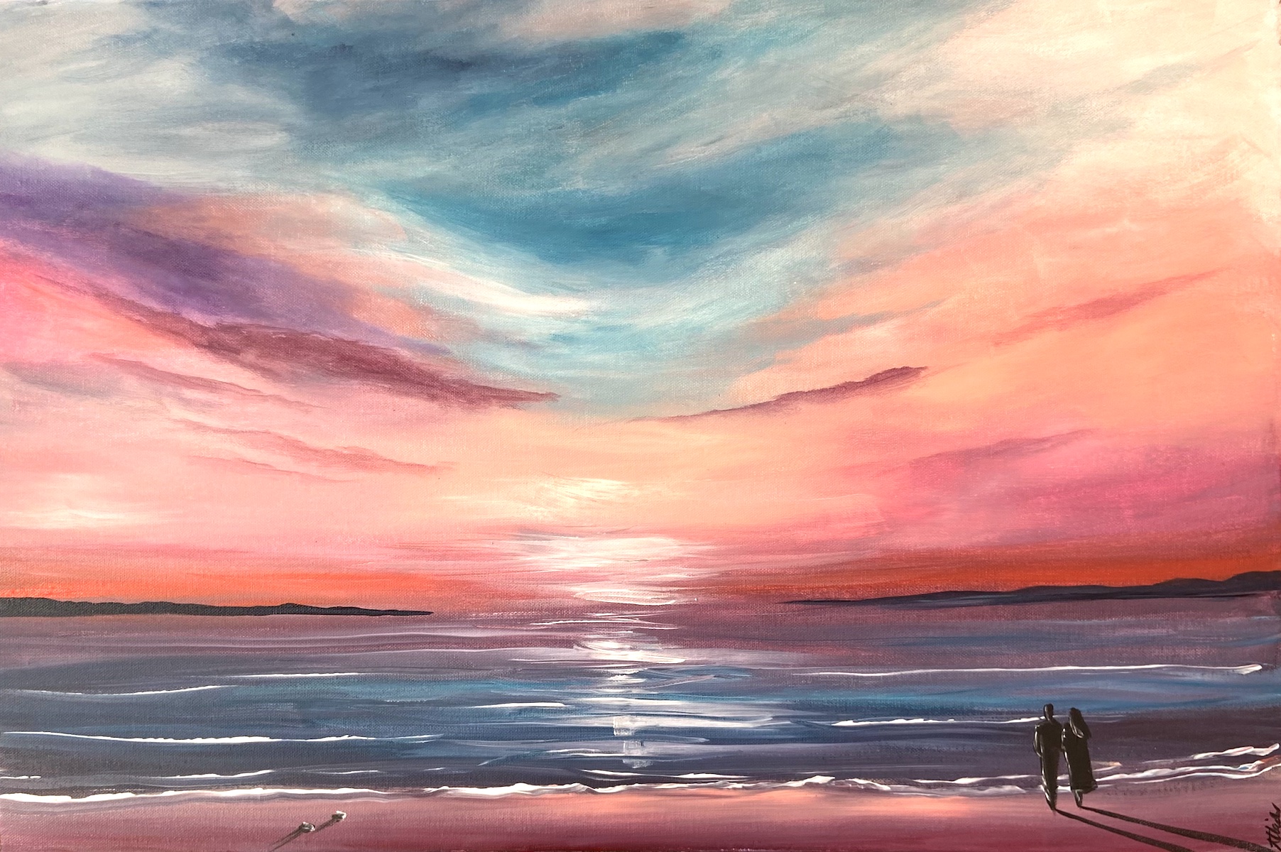 Pink Sunset Glow - Original Art from West Country Galleries